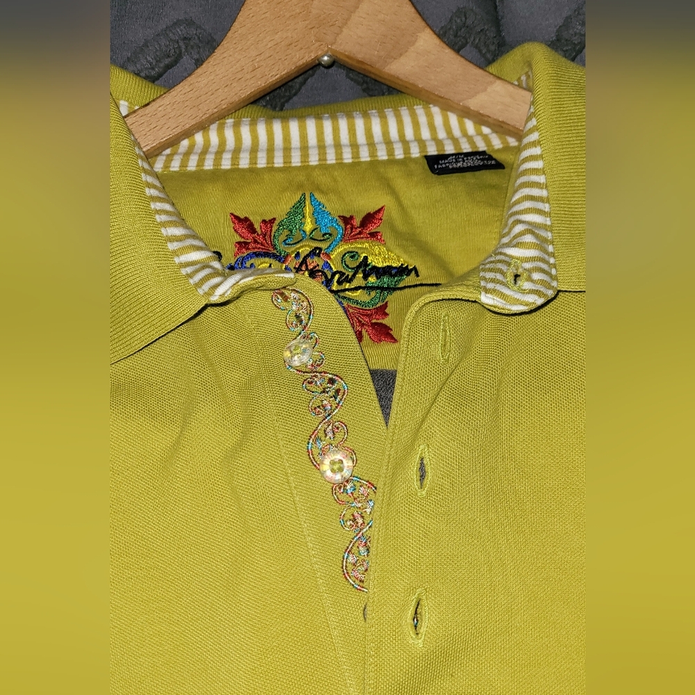 Robert Graham Pima Cotton Polo - Signature Placket Embroidery - Acid Yellow - M